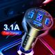 3.1a Car Phone Charger Fast Charginng 4 Usb Charger Adapter Led Digital Display 4 Ports Car Phone Charger