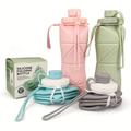 Collapsible Silicone Water Bottle - Lightweight, Durable, Leakproof, Reusable - Ideal For Gym, Camping, Hiking, Travel, Sports