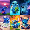 1pc Stitch 5d Diy Diamond Art Painting Kits Cute Cartoon Anime Characters Full Diamond Embroidery Mosaic Rhinestone Picture Art Crafts Home Wall Decor Gift