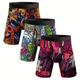 3pcs Men's Graffiti Print Long Boxer Briefs Shorts, Breathable Comfy Quick Drying Stretchy Boxer Trunks, Sports Trunks, Swim Trunks, Skateboard Surfing Beach Pants, Men's Novelty Underwear