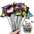 25pcs Luminous Butterfly Garden Stake, Palstic Yard Sign With Stake For Garden Decor, Halloween Decor, Fall Decor