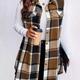 Plus Size Plaid Button Front Vest Jacket, Casual Sleeveless Jacket For Spring & Fall, Women's Plus Size Clothing