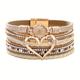 Bohemian Multilayer Pu Leather Bangle Handmade Braided Bracelet Golden Big Love Ladies Bracelet