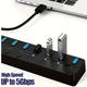 7ports Usb Hub 4 Port With Power Switches Lights - High-speed Data Splitter 3.0 2.0 For Pc/laptop - Perfect Gift For Birthdays, Easter, President's Day, Boys & Girlfriends