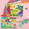 Engage Your Child's Imagination With This 2-piece Montessori Busy Book Set - Dinosaur & Farm Themed Learning Toys!