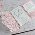 10pcs Laser Cut Wedding Invitations Card With Rsvp Cards Pocket Envelope Tri-fold Greeting Cards For Birthday Mariage Party Decoration Supplies