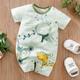 Newborn Infant Cartoon Animal Print Romper Short Sleeve Crew Neck Jumpsuit For Baby Boys Toddler Summer Clothes