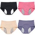 4 Pack Plus Size Elegant Panties Set, Women's Plus Solid Leak-proof High Rise Breathable Period Underwear 4 Piece Set