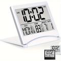 1pc Foldable Travel Digital Alarm Clock Large Number Display- Calendar Temperature Timer Lcd Clock With Snooze Mode, Battery Operated - Compact Desk Clock For All Ages