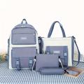 4pcs Student Backpack Set, Preppy Style School Bag With Tote Bag & Crossbody Bag & Pencil Case For Travel Use