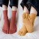 Solid Toe Socks, Cotton Crew Sock 5 Finger Socks For Running Athletic, Women's Stockings & Hosiery
