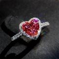Coquette Style Promise Ring Inlaid Heart Shape Zirconia Silver Plated Multi Colors To Choose Engagement Wedding Ring Gift For Your Love