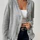 Women's Sweater Solid V-neck Long Sleeve Trim Decor Fall Winter Short Cardigan