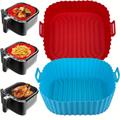 1pc Square Silicone Air Fryer Liners For 4-7qt, 8 Inch Silicone Air Fryer Liners Pot, Food Safe Air Fryer Oven Accessories, Parchment Paper, Reusable Air Fryer Silicone Inserts For Restaurant