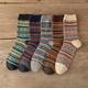5pairs Men's Retro Thick Warm Crew Socks For Winter, Unisex Men Women Neutral Couple Christmas Socks Us 6-10