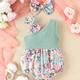 Newborn Baby Girls Summer Floral Slant Shoulder Triangle Romper + Bow Headband Set Baby Girl Clothing