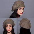 Classic French Style Warm Berets Solid Color Large Knitted Beret Elegant Painter Cap Elastic Tam Hats For Women Autumn & Winter