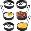 1/4/6pcs, Egg Rings, Stainless Steel Egg Molds For Frying, Round Egg Cooker Ring, Silicone Handle Egg Rings, Egg Rings For Griddle Breakfast Cooking, Fried Egg Rings Nonstick Mold