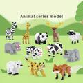 Animals Building Blocks, Giraffe Panda Sheep Deer Zebra Hippo Cow Bear Tiger Fox Diy Model, Mini Assembled Building Blocks Ornaments Educational Toys, Christmas Birthday Holiday Gifts