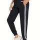 High Waist Side Stripe Jogger Pants, Loose Casual Workout Running Sweatpants With Pocket, Women's Clothing