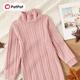 Kid Girl Fancy Solid Color Cable Knit Textured Mock Neck Long-sleeve Sweater Dress For Spring & Autumn/fall