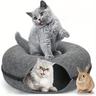 1pc Cat Tunnel Bed, Detachable Tunnels For Indoor Cats, Cat Tunnel Toy, Cat Cave, Felt Round Cat Bed