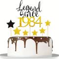 7pcs Legend Since 1984 Black Gold Birthday Cake Insert Sign, 18 Years Old 30 Years Old 40 Years Old 50 Years Old 60 Years Old 70 Years Old 80 Years Old Birthday Party Decorations