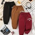 "3pcs Kid's Warm Fleece Sweatpants, ""california"" Print Jogger Pants, Comfy Casual Trousers, Boy's Clothes For Fall Winter, As Gift"
