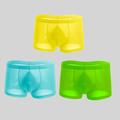 3 Pack Men's Sexy Trendy Ice Silk Thin Breathable Comfortable Low-waist Multi-color Boxer Briefs Underwear