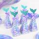 10pcs Mermaid Tail Candy Box Little Mermaid Theme Party Chocolate Gift Packing Box Bag Birthday Decor Supplies