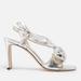 Twist-Detailed Metallic Leather Heeled Sandals