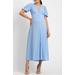 Puff Sleeve Button-up Maternity Midi Dress