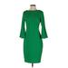 Calvin Klein Casual Dress - Midi: Green Solid Dresses - New - Women's Size 4