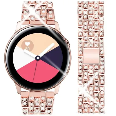 20MM 22MM luxury Strap For Samsung Galaxy watch 3 active 2 band 42mm 46mm Gear s3 diamond Loop Steel