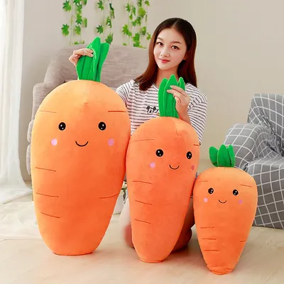 1pc Big Creative Simulation Carrot Plush Toy Super Soft Carrots Doll Stuffed with Down Cotton Pillow