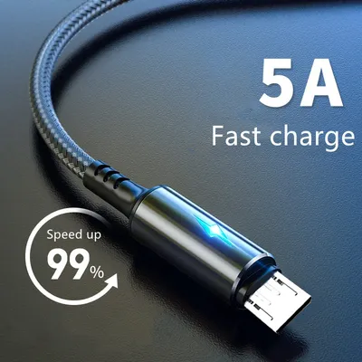 Micro USB Cable 5A LED Fast Charging Micro Data Cord For Huawei Samsung Xiaomi Android Mobile Phone