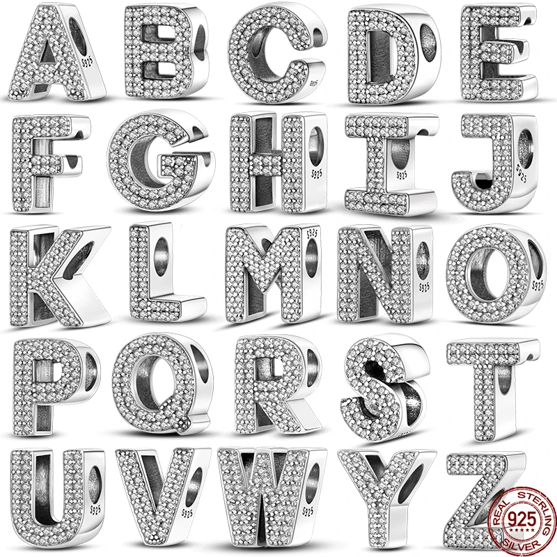 925 sterling silver charms original fit pand original bracele silver Classic 26 letters beads charm diy women pendan jewelry