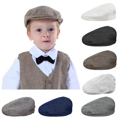Baby Boys Herringbone Flat Hat Kids Vintage Drivers Newsboys Toddler Soft With Lining Cap Infant