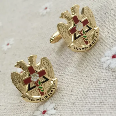 Free Masons Cuff Links Sleeve Button Pins Scottish Rite Rose Croix Cross 32 Degree Masonic Masonry