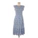 lost & wander Casual Dress - Midi: Blue Floral Motif Dresses - Women's Size Medium