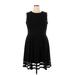 Calvin Klein Casual Dress - Fit & Flare Crew Neck Sleeveless: Black Solid Dresses - New - Women's Size 16