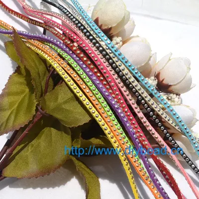 DIY Handcraft Genuine 5m mix Colors Soft Leather Cord With Rhinestones New Style Punk Suede Lace