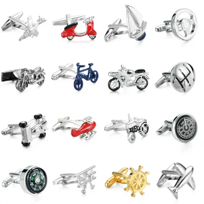 Brass high quality electroplated aircraft racing boat Motorcycle Bicycle style Cufflinks fashion