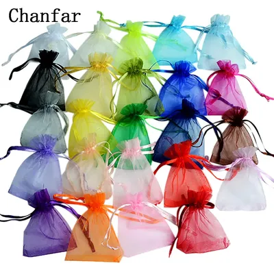 50pcs/lot 24 Colors Jewelry Bag Organza Gift Bags For Jewelry Packaging Bags Wedding Gift Storage