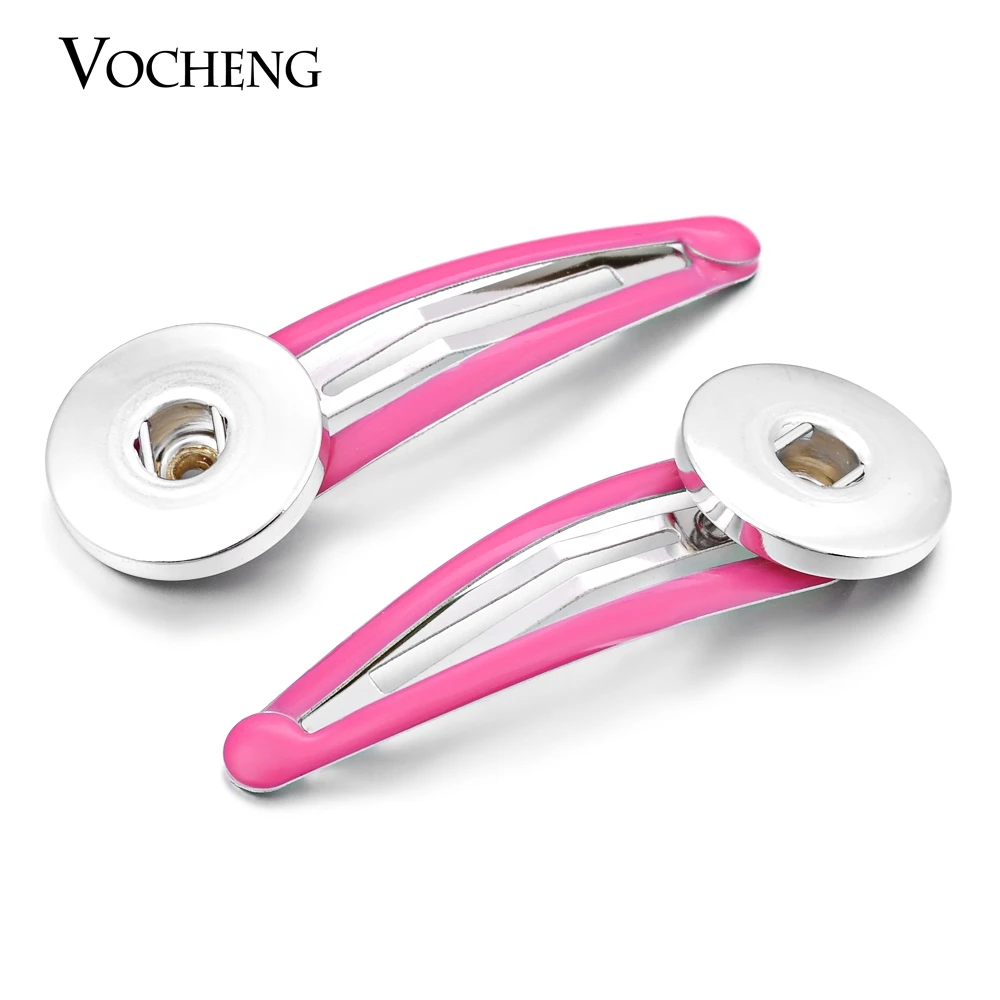 Vocheng 5 Candy Colors Hairgrips 18mm Ginger Snap Button Hair Clip for Girls NN-397