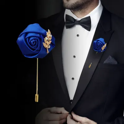 Groom Boutonniere Lapel Pins Wedding Corsage Suit Buttonhole Silk Roses Gold Leaves Men Women Brooch