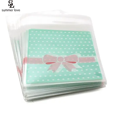 100PCS OPP Plastic Package Lovely Bowknot Design for Bracelets Earrings Necklace Rings Gift Bags DIY