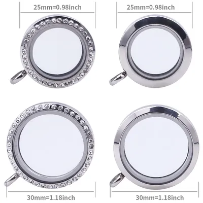 10Pcs/Lot Stainless Steel Round Glass Memory Floating Picture Locket Pendant Clear Twist Coin