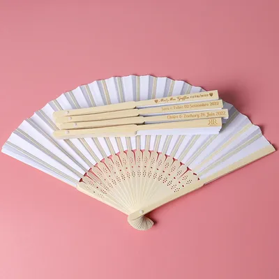 50/30 PCS Personalized Folding Paper Hand Fans Custom Engraved Wedding Fans Party Favor Bridal