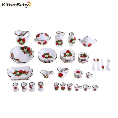 1 Set 1:12 Miniature Doll House Flower Patten Porcelain Coffee Tea Cups Ceramic Tableware Dollhouse